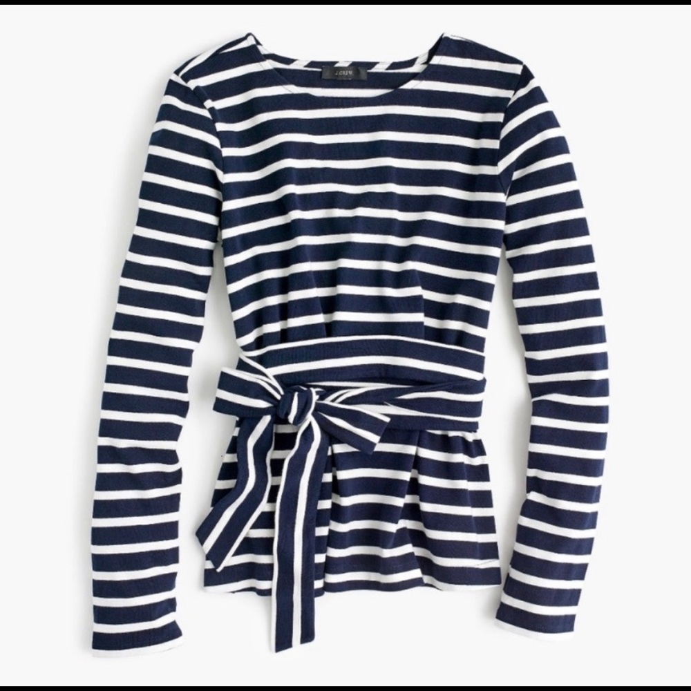 J. Crew Striped Top with Tie at waist